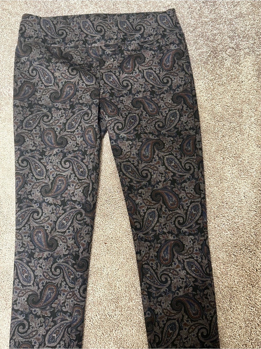 Jules & Leopold Paisley Leggings in Black and Brown Paisley